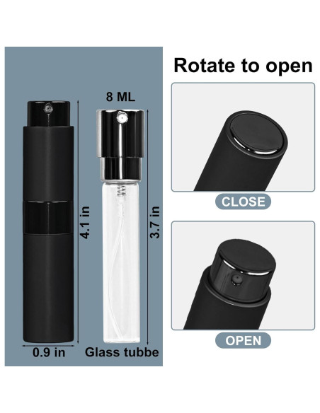 10 Botellas Rellenables de Atomizador de Perfume 8ml HDFCLUP Negro