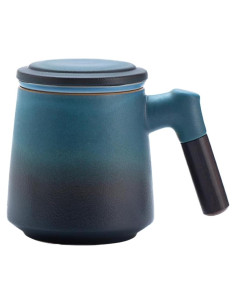 Taza de Té ZENS con Infusor y Tapa, 340g Cerámica Azul