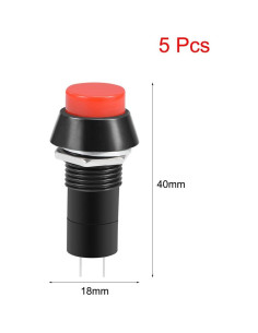 Interruptor de Botón de Presión Rojo uxcell 12mm Auto-Bloqueo SPST 2
