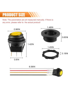 Interruptor Rocker Redondo 12V LAINLOY Amarillo LED Impermeable 2
