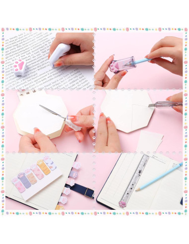 Juego de Papelería Kawaii 8 Piezas Kogcmeetl Patita de Gato