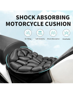 Cojín Inflable para Asiento de Motocicleta JFT Negro 36x39.5cm 2