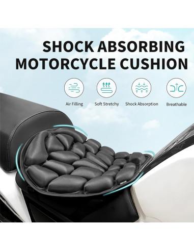 Cojín Inflable para Asiento de Motocicleta JFT Negro 36x39.5cm