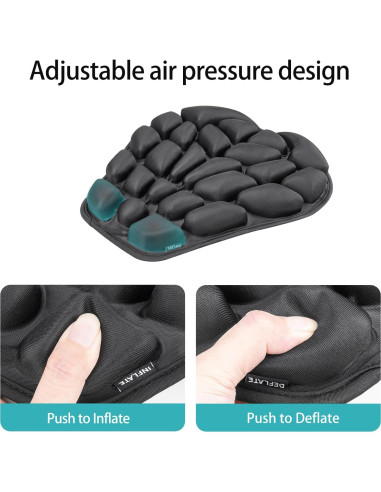 Cojín Inflable para Asiento de Motocicleta JFT Negro 36x39.5cm