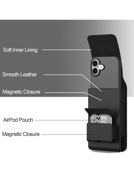 Funda de cuero CoverON con soporte para auriculares Galaxy S10+