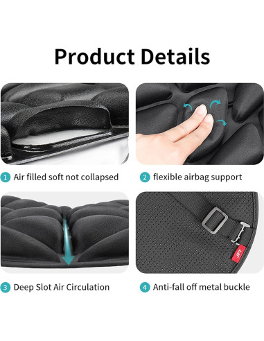 Cojín Inflable para Asiento de Motocicleta JFT Negro 36x39.5cm