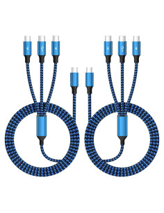 Cable Divisor USB C 3 en 1 Firsting 5FT Carga Rápida Azul