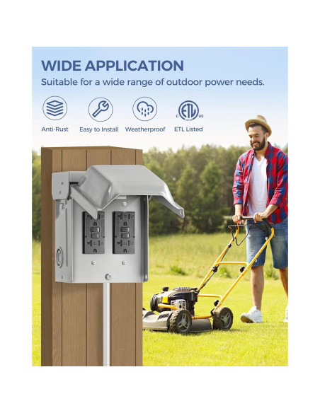 Caja de Enchufe Eléctrico Exterior WILAWELS GFCI 20A Impermeable