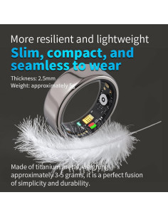 Anillo Inteligente ASHATA para Fitness y Sueño, IPX8, Talla 8 2