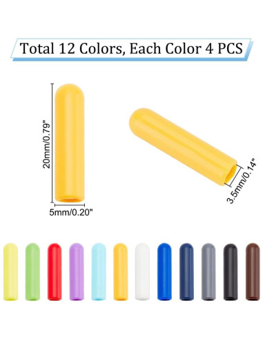 48 Puntas de Cordones Plástico PH PandaHall 12 Colores 20x5mm