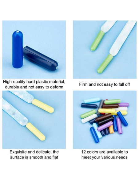 48 Puntas de Cordones Plástico PH PandaHall 12 Colores 20x5mm