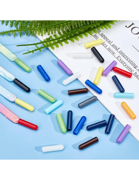 48 Puntas de Cordones Plástico PH PandaHall 12 Colores 20x5mm