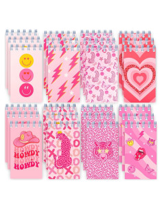 24 Mini Cuadernos Espirales Rosa Preppy Y2K 6x10 cm