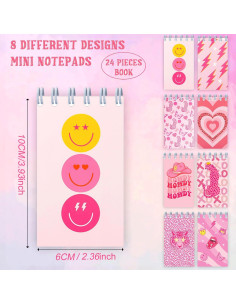 24 Mini Cuadernos Espirales Rosa Preppy Y2K 6x10 cm 2