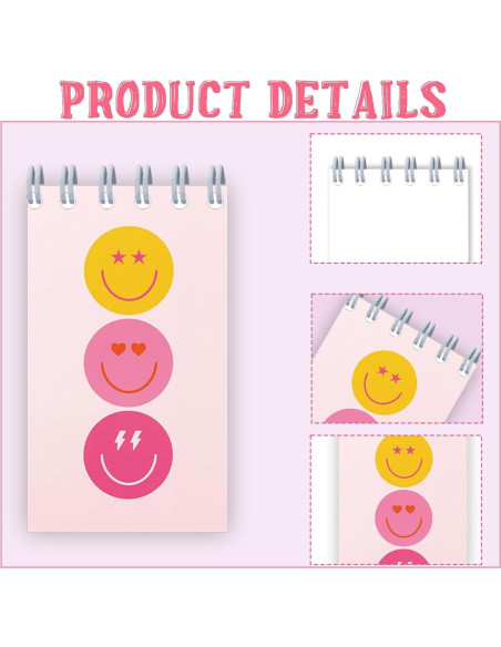 24 Mini Cuadernos Espirales Rosa Preppy Y2K 6x10 cm