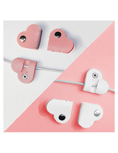 Organizador de Cables YESKIND 6PCS Cuero PU Rosa y Blanco
