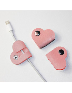 Organizador de Cables YESKIND 6PCS Cuero PU Rosa y Blanco 2