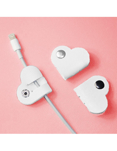 Organizador de Cables YESKIND 6PCS Cuero PU Rosa y Blanco