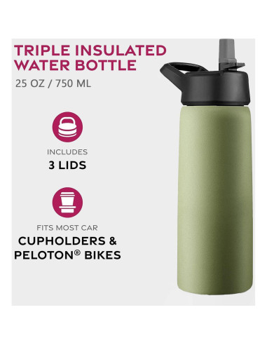 Botella Aislada LOFERMA 25 Oz Acero Inoxidable Verde Militar