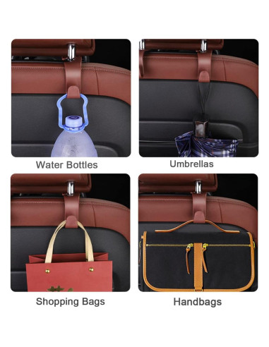 Gancho de reposacabezas SINGYICO para coche - 4 unidades marrón