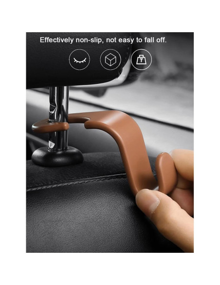 Gancho de reposacabezas SINGYICO para coche - 4 unidades marrón