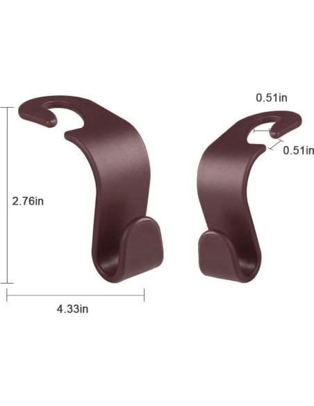 Gancho de reposacabezas SINGYICO para coche - 4 unidades marrón