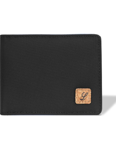 Billetera Bifold Minimalista Lanyani con Bloqueo RFID - Negro/Azul