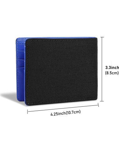 Billetera Bifold Minimalista Lanyani con Bloqueo RFID - Negro/Azul