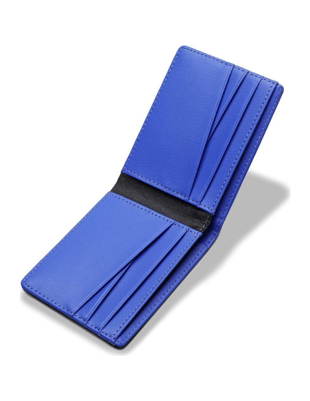 Billetera Bifold Minimalista Lanyani con Bloqueo RFID - Negro/Azul