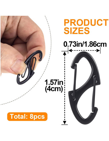 Clips Antirrobo de Cremallera Winsyison 8pcs Zinc Negro