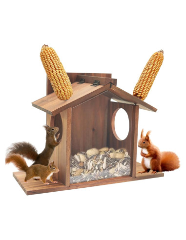 Comedero para Ardillas Kaeceri de Madera con Soporte y Bandeja