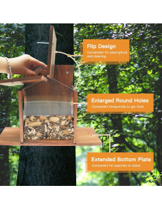 Comedero para Ardillas Kaeceri de Madera con Soporte y Bandeja 2