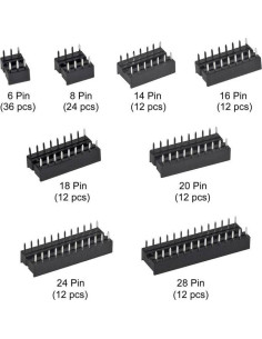 Kit de Adaptadores DIP IC DWEII 132 Piezas 6-28 Pines 2.54mm 2