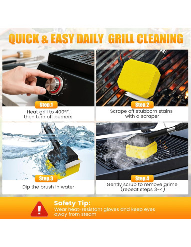 Cepillo de Parrilla Agotglmi 3 en 1 Sin Cerdas 49cm