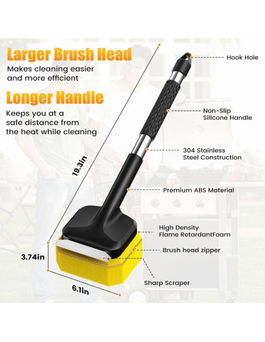 Cepillo de Parrilla Agotglmi 3 en 1 Sin Cerdas 49cm