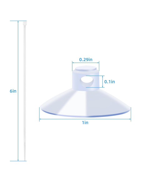 AQUANEAT 20 Ventosas para Acuario con Clips y Bridas Ajustables