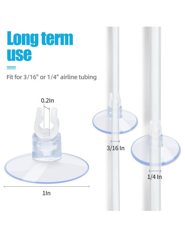 AQUANEAT 20 Ventosas para Acuario con Clips y Bridas Ajustables