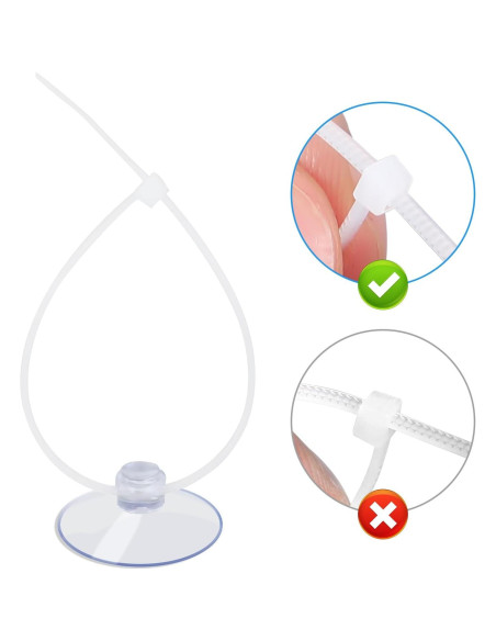 AQUANEAT 20 Ventosas para Acuario con Clips y Bridas Ajustables