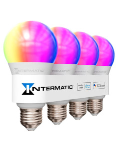 Bombilla Inteligente Wi-Fi Intermatic ABRA A19 RGB 800 Lúmenes - 4 Paquete