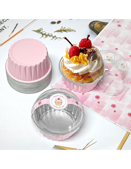 100 Tazas de Hornear de Papel de Aluminio QZV 5 oz Rosa