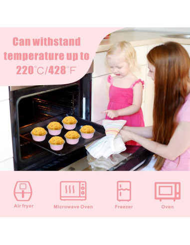 100 Tazas de Hornear de Papel de Aluminio QZV 5 oz Rosa