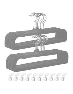 Perchas de Terciopelo HGYZE Antideslizantes 20 Unidades Gris