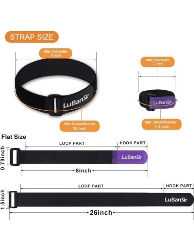 Correas para Portabicicletas LuBanSir 8 Piezas Ajustables 20-66 cm