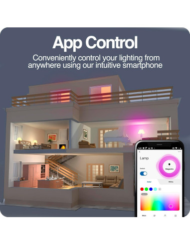 Bombilla Inteligente Wi-Fi Intermatic ABRA A19 RGB 800 Lúmenes - 4 Paquete