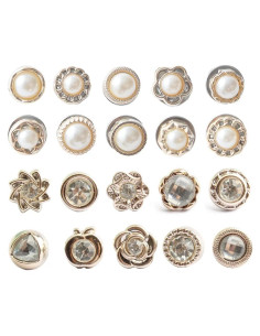 20 Botones de Broche LWQYHTT Perla y Rhinestone 10-12mm