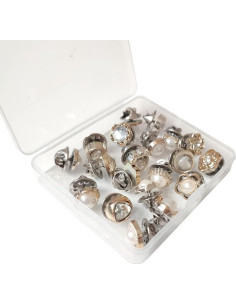 20 Botones de Broche LWQYHTT Perla y Rhinestone 10-12mm 2