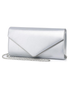 Bolso Clutch de Noche DETARA para Mujeres en Cuero Vegano Plateado