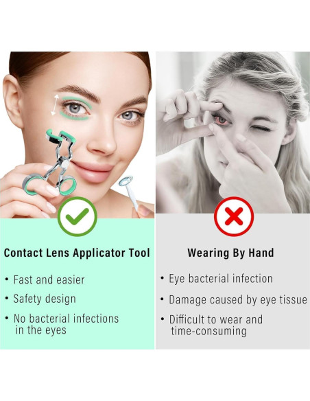 Aplicador de Lentes de Contacto Verde Claro - Higiénico y Portátil