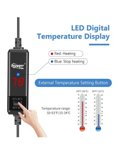 Calentador de Acuario Hygger 10W Sumergible con Pantalla LED 2