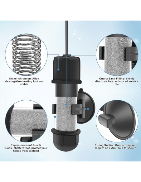 Calentador de Acuario Hygger 10W Sumergible con Pantalla LED